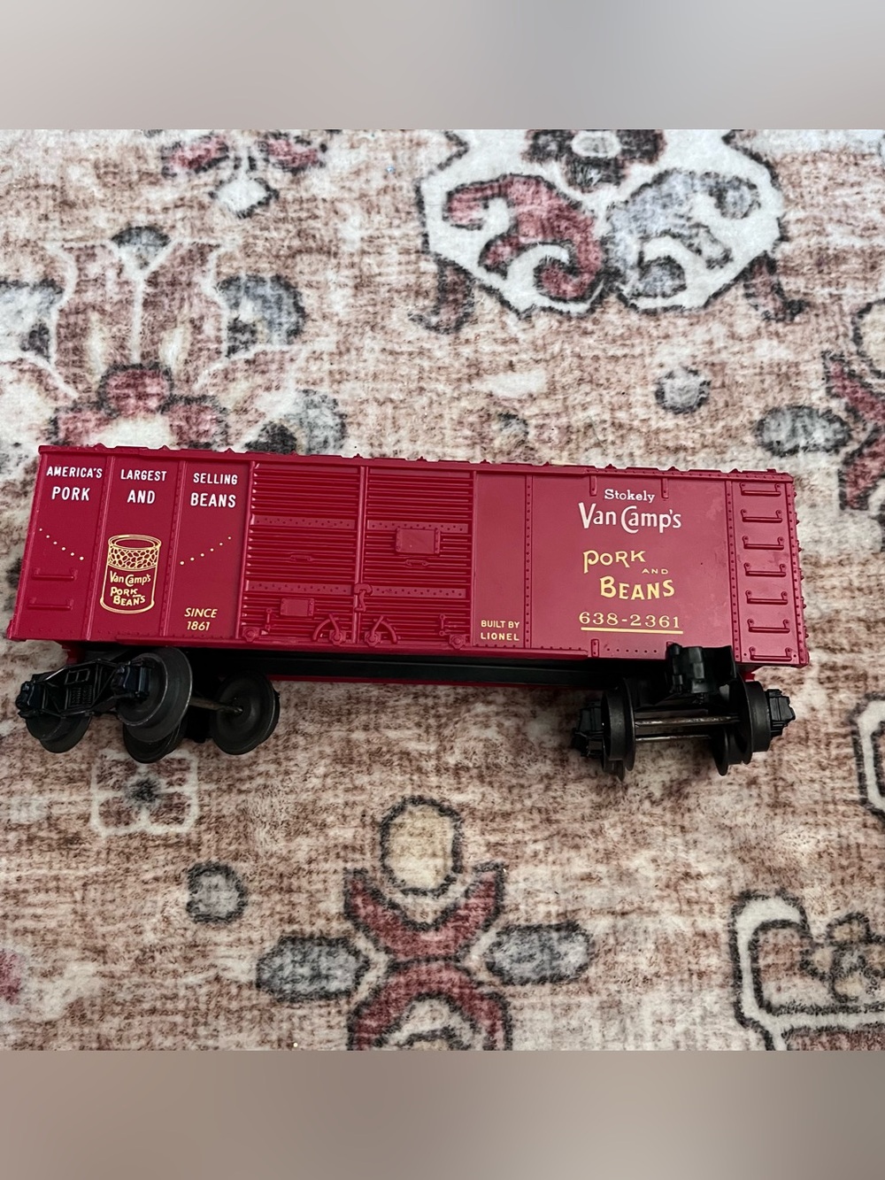 Lionel 638-2361 Van Camp's Pork and Bean Boxcar Red Train Locomotive Car Vintage